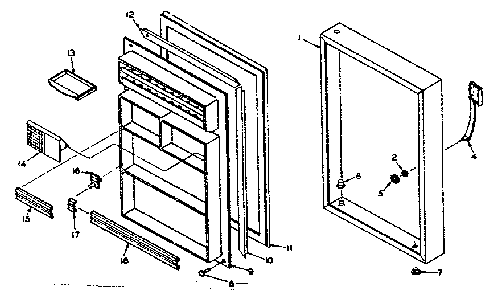 Door Parts Diagram and Parts List for 106W11A1  Kenmore Refrigerator