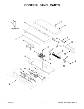 02 - CONTROL PANEL PARTS Diagram and Parts List for JJW2430DB02  Whirlpool 