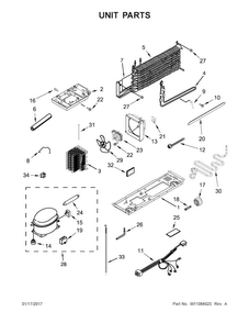 Unit Parts Diagram and Parts List for WRT316SFDW01  Whirlpool Refrigerator
