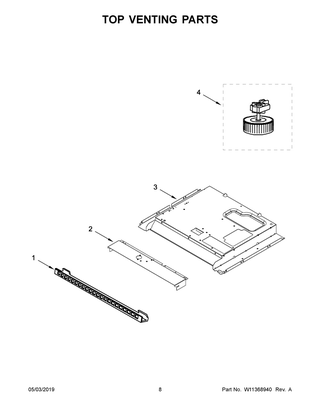 Top Venting Parts Diagram and Parts List for KMBS104ESS03  Whirlpool Microwave