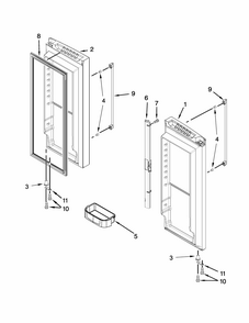 Refrigerator Door Parts Diagram and Parts List for IX7HHEXDSM00  Whirlpool Refrigerator