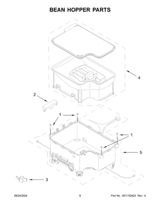 04 - Bean Hopper Parts Diagram and Parts List for KES8556PL0  Whirlpool Espresso Machine