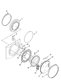 Door And Latch Parts Diagram and Parts List for WFW8500SR00  Whirlpool Washer