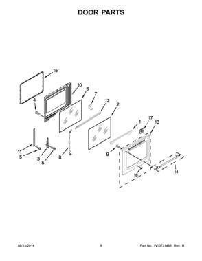 05 - DOOR PARTS Diagram and Parts List for YMER8700DB1  Whirlpool Range