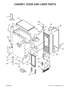 Cabinet, Door And Liner Parts Diagram and Parts List for KUIX305ESS1  KitchenAid Ice Maker