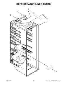 Refrigerator Liner Parts Diagram and Parts List for WRS325FNAB00  Whirlpool Refrigerator