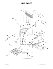 Unit Parts Diagram and Parts List for WRMF7736PZ00  Whirlpool Refrigerator