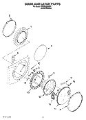 DOOR AND LATCH PARTS Diagram and Parts List for WFW8500SR01  Whirlpool Washer