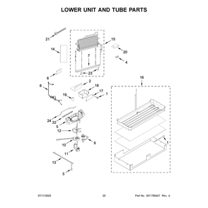 Lower Unit And Tube Parts Diagram and Parts List for KBBR336SPS00  KitchenAid Refrigerator