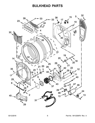 Bulkhead Parts Diagram and Parts List for WGD92HEFBD1  Whirlpool Dryer
