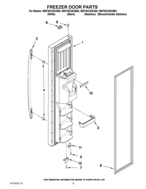 07 - FREEZER DOOR PARTS Diagram and Parts List for MSF25C2EXS00  Whirlpool Refrigerator