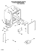 TUB AND FRAME PARTS Diagram and Parts List for IUD8000RQ6  Whirlpool Dishwasher