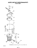HEATER, PUMP, AND LOWER SPAY ARM Diagram and Parts List for DU7800XS1  Whirlpool Dishwasher