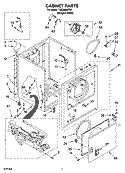 CABINET PARTS Diagram and Parts List for TGDX640PQ1  Estate Dryer