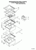 REFRIGERATOR SHELF PARTS Diagram and Parts List for BRS62BRANA00  Whirlpool Refrigerator
