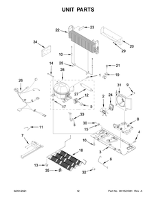 Unit Parts Diagram and Parts List for JFFCF72DKL01  Whirlpool Refrigerator