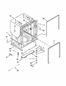 Tub And Frame Parts Diagram and Parts List for 66513292K116  Kenmore Dishwasher