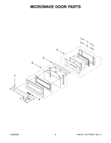 04 - Microwave Door Parts Diagram and Parts List for KMBP107ESS21  Whirlpool Microwave