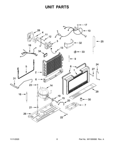 Unit Parts Diagram and Parts List for AZF33X18DW04  Whirlpool Refrigerator