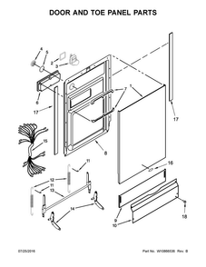 Door And Toe Panel Parts Diagram and Parts List for WDF518SAFW0  Whirlpool Dishwasher