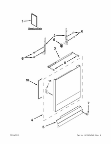 Door And Panel Parts Diagram and Parts List for 66517152K212  Kenmore Dishwasher