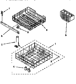 Dishrack Diagram and Parts List for DU180DWGQ0  Whirlpool Dishwasher