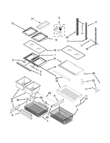 Shelf Parts Diagram and Parts List for KBLS22KCMS00  KitchenAid Refrigerator
