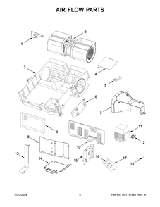 05 - Air Flow Parts Diagram and Parts List for KMMS230RPS00  Whirlpool Microwave
