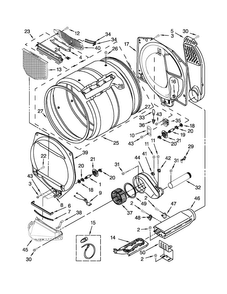 Bulkhead Parts Diagram and Parts List for WED5800BW0  Whirlpool Dryer