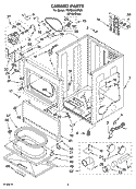 CABINET PARTS Diagram and Parts List for YGEQ9800PW0  Whirlpool Dryer