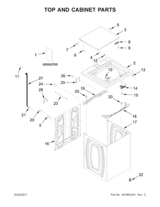 Top And Cabinet Parts Diagram and Parts List for WTW4810EW1  Whirlpool Washer
