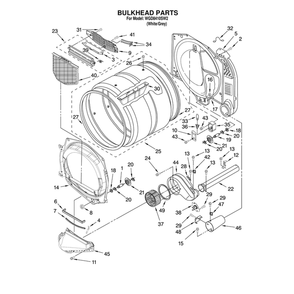 Bulkhead Parts Diagram and Parts List for WGD8410SW2  Whirlpool Dryer