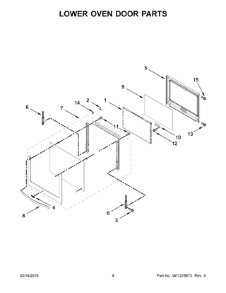 Lower Oven Door Parts Diagram and Parts List for WOD97ES0ES03  Whirlpool Wall Oven