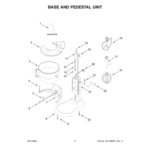 Base And Pedestal Unit Diagram and Parts List for 5KSM60SPXFCU1  KitchenAid Mixer