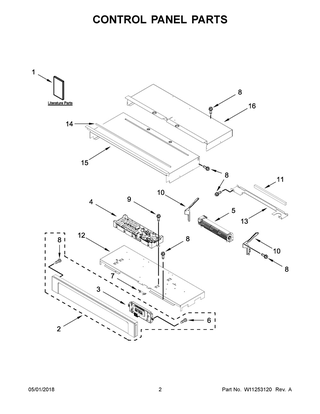Control Panel Parts Diagram and Parts List for WOS92EC0AB05  Whirlpool Wall Oven
