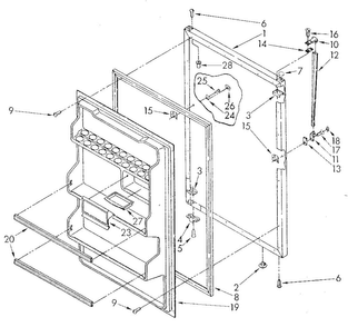 Refrigerator Door Diagram and Parts List for ET14JKXSN02  Whirlpool Refrigerator