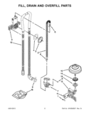 FILL, DRAIN AND OVERFILL PARTS Diagram and Parts List for WDL785SAAM0  Whirlpool Dishwasher