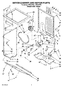DRYER CABINET AND MOTOR PARTS Diagram and Parts List for LTE6234DQ6  Whirlpool Washer Dryer Combo