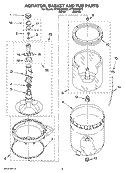 AGITATOR, BASKET AND TUB PARTS Diagram and Parts List for WTW5590ST2  Whirlpool Washer
