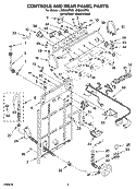 CONTROLS AND REAR PANEL PARTS Diagram and Parts List for LSQ9650PW2  Whirlpool Washer