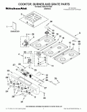 COOKTOP, BURNER AND GRATE PARTS Diagram and Parts List for KDRU767VSS01  KitchenAid Range