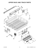 UPPER RACK AND TRACK PARTS Diagram and Parts List for KUDS35FBWH1  KitchenAid Dishwasher