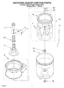 AGITATOR, BASKET AND TUB PARTS Diagram and Parts List for 7MLBR8444MQ0  Whirlpool Washer