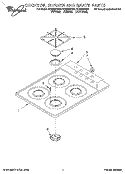 COOKTOP, BURNER AND GRATE Diagram and Parts List for SC8630EBB1  Whirlpool Cooktop