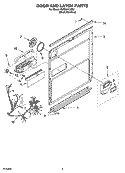 DOOR AND LATCH PARTS Diagram and Parts List for KUDL01ILBS2  KitchenAid Dishwasher