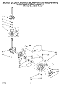 BRAKE, CLUTCH, GEARCASE, MOTOR AND PUMP Diagram and Parts List for GSQ9631LL0  Whirlpool Washer