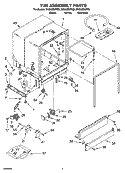 TUB ASSEMBLY PARTS Diagram and Parts List for DU850SWPB0  Whirlpool Dishwasher