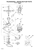 TRANSMISSION, MOTOR AND PUMP PARTS Diagram and Parts List for LCR7244HQ2  Whirlpool Washer