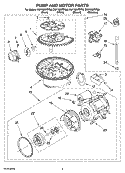 PUMP AND MOTOR PARTS Diagram and Parts List for DU1100XTPBA  Whirlpool Dishwasher