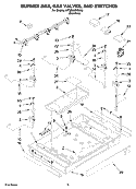 BURNER BOX, GAS VALVES, AND SWITCHES Diagram and Parts List for KFGS366VSS00  KitchenAid Cooktop